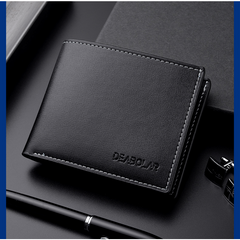 Men's Leather Short Wallet Large Capacity Card Holder Horizontal Wallet