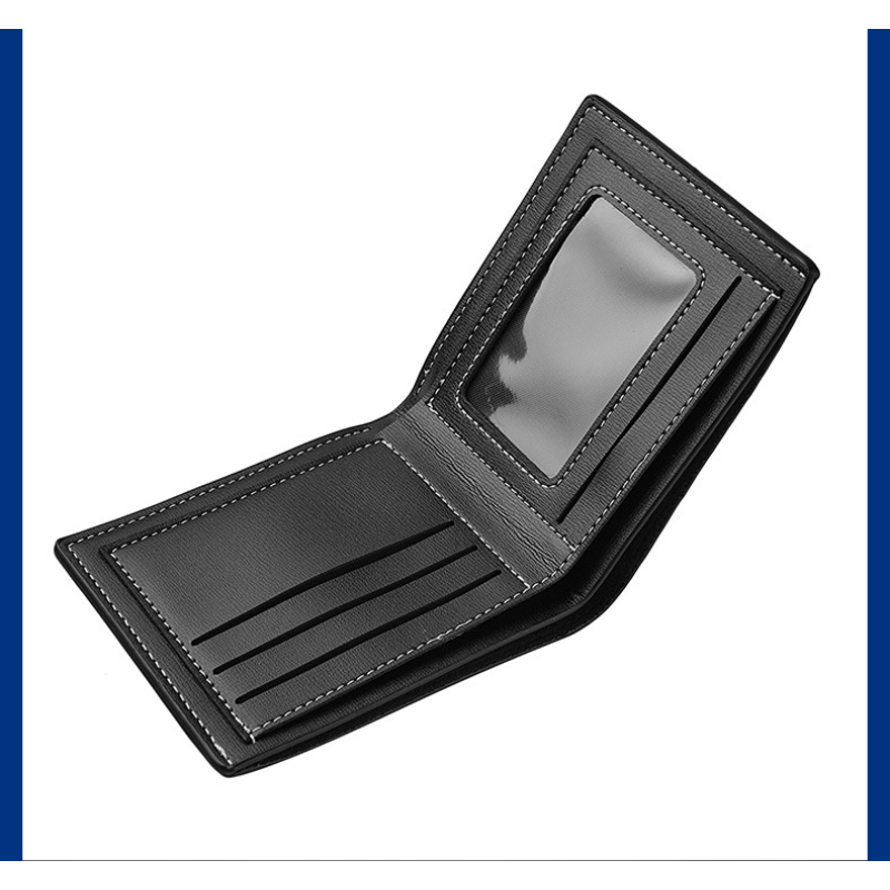 Men's Leather Short Wallet Large Capacity Card Holder Horizontal Wallet