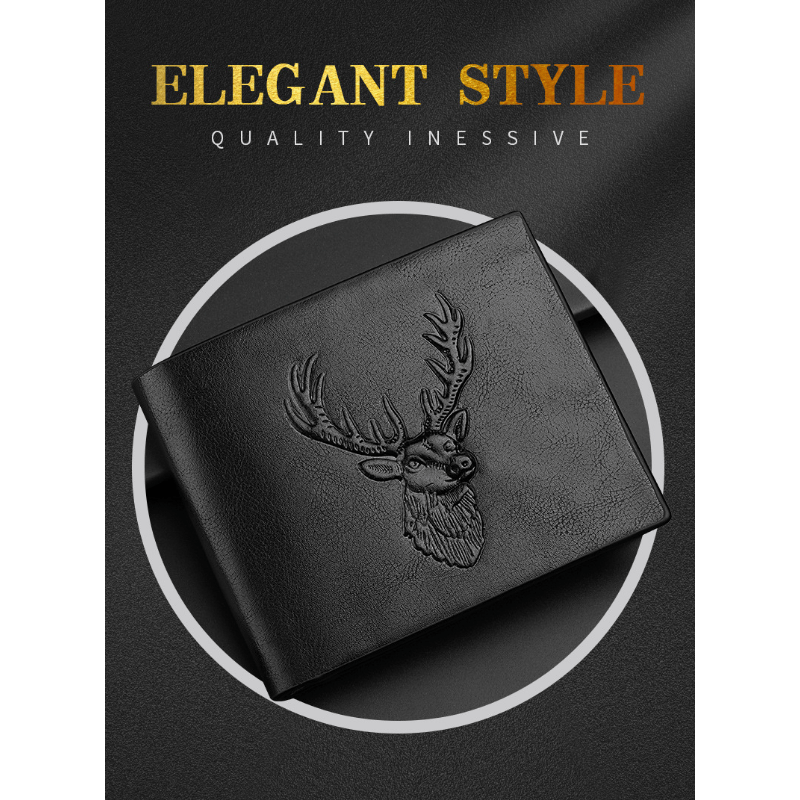 Men's Leather Short Wallet Large Capacity Card Holder Horizontal Wallet