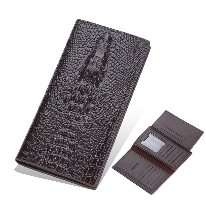 Men's Crocodile Head Long Wallet Zipper Business Wallet