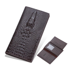 Men's Crocodile Head Long Wallet Zipper Business Wallet