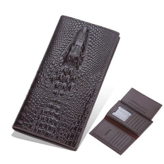 Men's Crocodile Head Long Wallet Zipper Business Wallet
