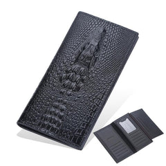 Men's Crocodile Head Long Wallet Zipper Business Wallet