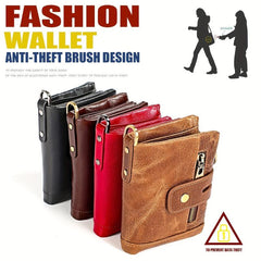Cowhide Men Wallets Leather Short Card Holder Chain Men Purse High Male Wallet