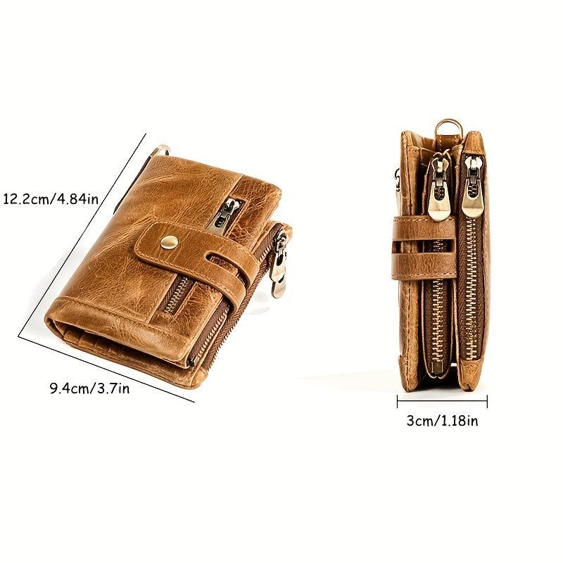 Cowhide Men Wallets Leather Short Card Holder Chain Men Purse High Male Wallet
