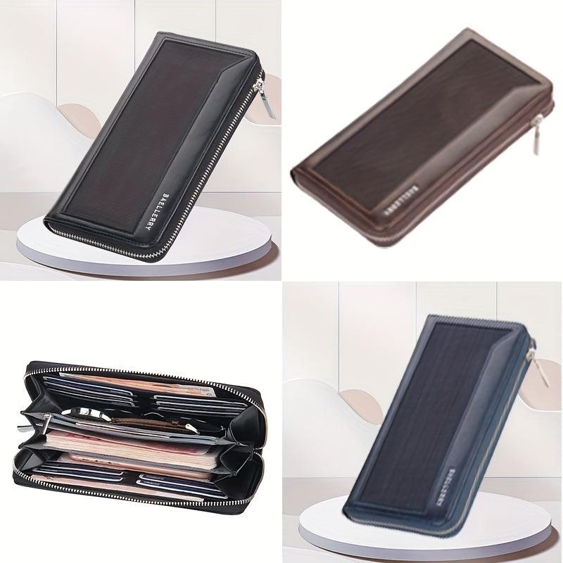 Men's Long Clutch Zipper Wallet Large Capacity