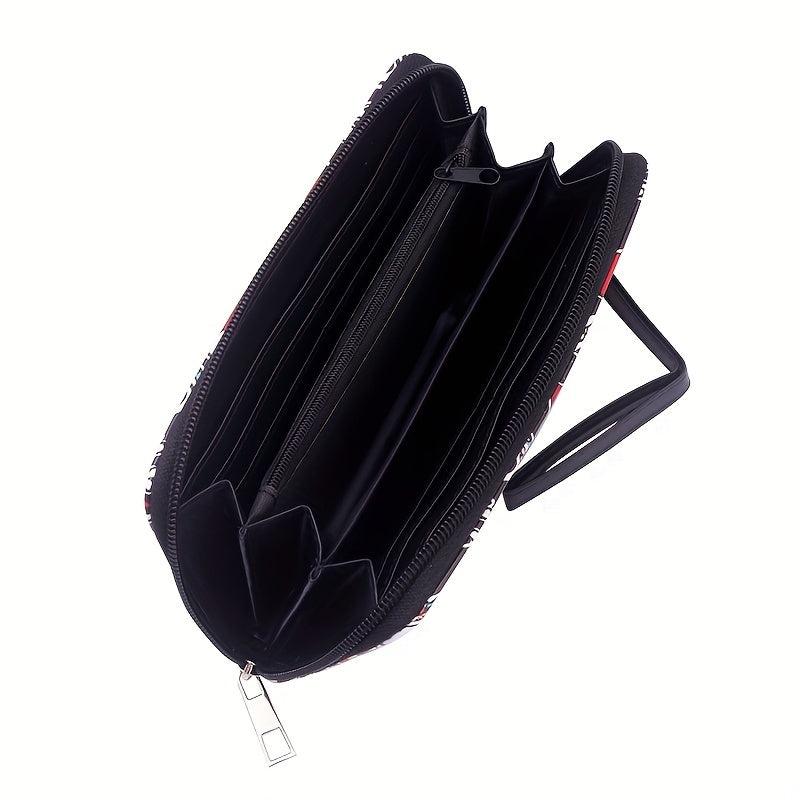 Men's Skull Pattern Long Zipper Wallet Clutch Bag
