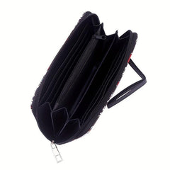 Men's Skull Pattern Long Zipper Wallet Clutch Bag