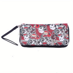 Men's Skull Pattern Long Zipper Wallet Clutch Bag