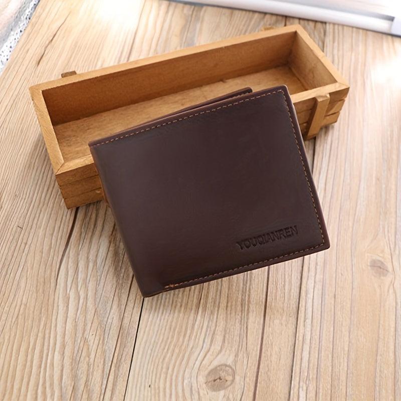 Men's PU Leather Short Wallet Multiple Card Slots Large Capacity
