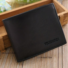Men's PU Leather Short Wallet Multiple Card Slots Large Capacity