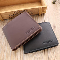Men's PU Leather Short Wallet Multiple Card Slots Large Capacity