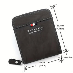 Men's Zipper Card Holder Short Wallet Leather Large Capacity Vintage Card Bag