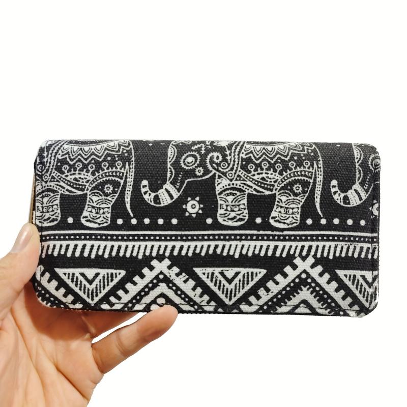 Men's Elephant Pattern Long Wallet Large Capacity Coin Purse