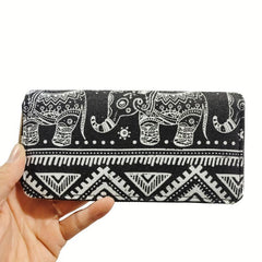 Men's Elephant Pattern Long Wallet Large Capacity Coin Purse