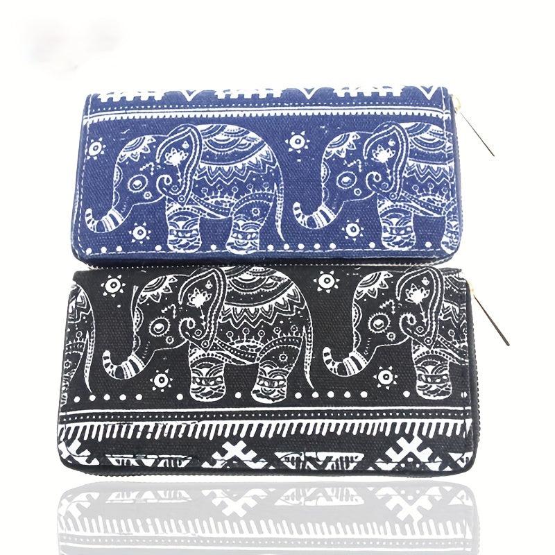 Men's Elephant Pattern Long Wallet Large Capacity Coin Purse