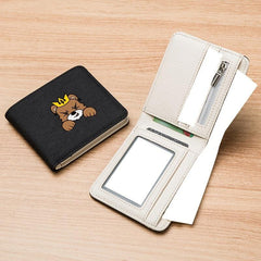 Men's Canvas Cartoon Puppy Print Slim Wallet