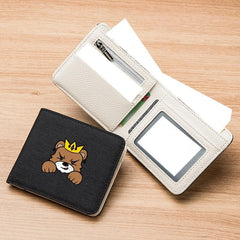 Men's Canvas Cartoon Puppy Print Slim Wallet
