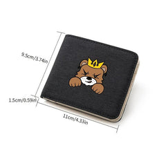 Men's Canvas Cartoon Puppy Print Slim Wallet