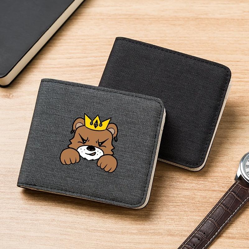 Men's Canvas Cartoon Puppy Print Slim Wallet