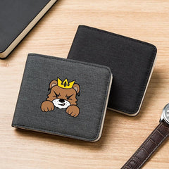 Men's Canvas Cartoon Puppy Print Slim Wallet