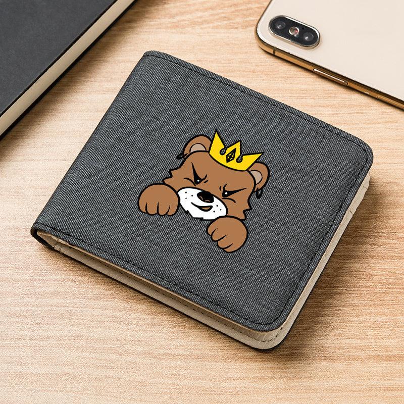 Men's Canvas Cartoon Puppy Print Slim Wallet