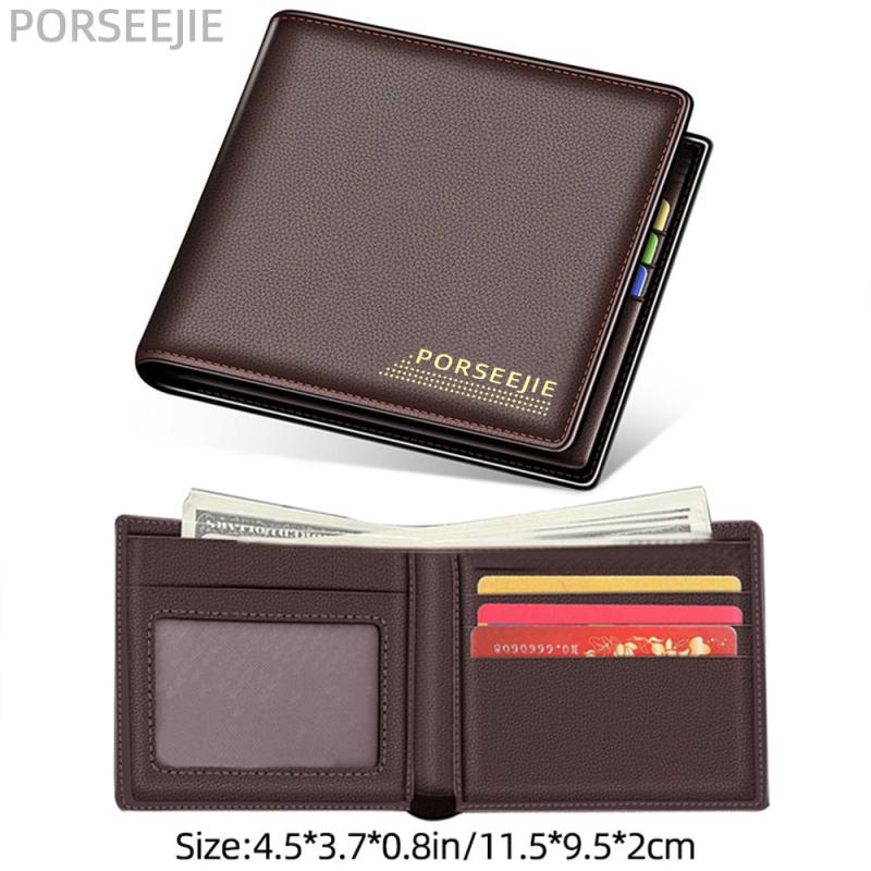 Men's Soft Leather Short Wallet Money Clip Card Holder Purse