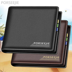 Men's Soft Leather Short Wallet Money Clip Card Holder Purse