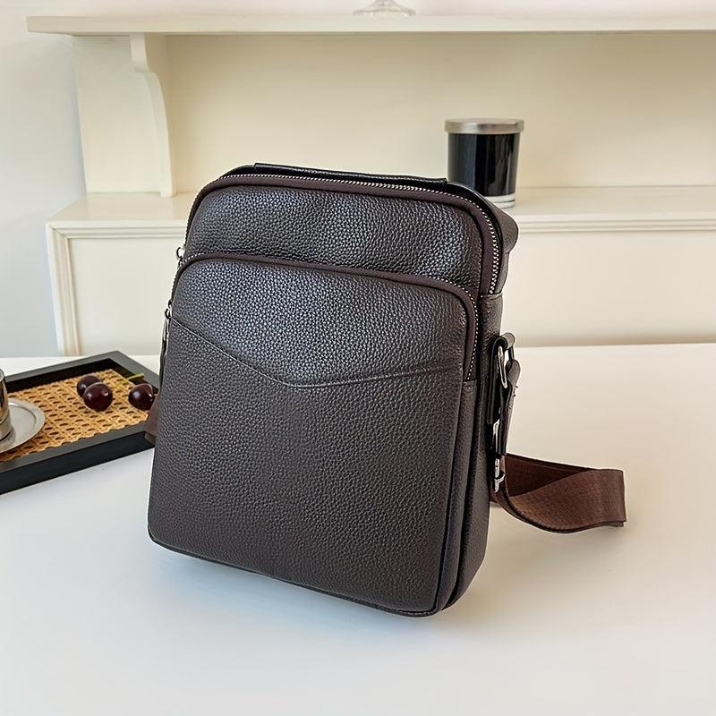 Men's Leather Crossbody Bag Vertical Shoulder Bag