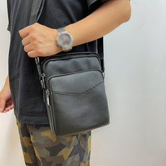 Men's Leather Crossbody Bag Vertical Shoulder Bag