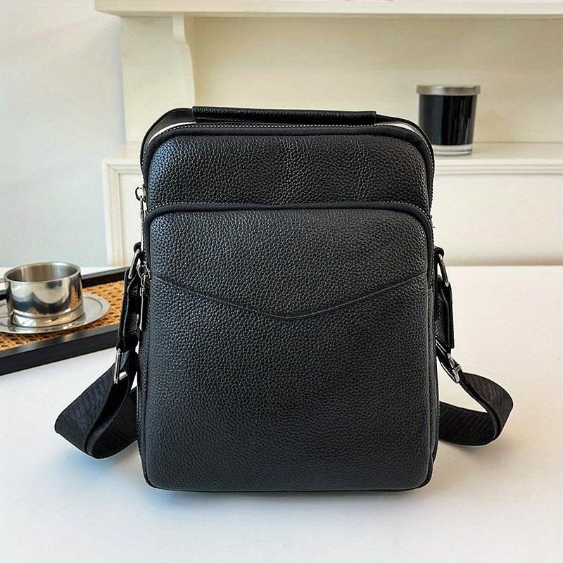 Men's Leather Crossbody Bag Vertical Shoulder Bag