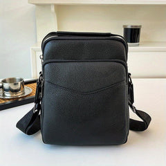 Men's Leather Crossbody Bag Vertical Shoulder Bag