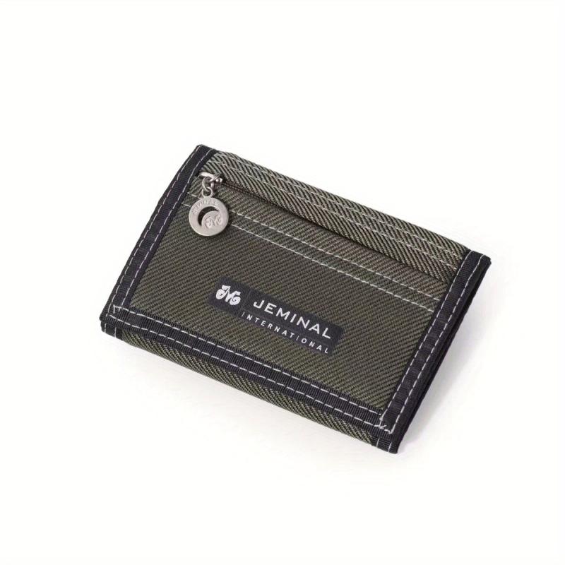 Men's Canvas Short Wallet Money Clip Card Holder Trifold Wallet