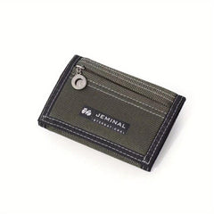 Men's Canvas Short Wallet Money Clip Card Holder Trifold Wallet