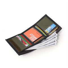 Men's Canvas Short Wallet Money Clip Card Holder Trifold Wallet