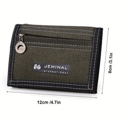 Men's Canvas Short Wallet Money Clip Card Holder Trifold Wallet