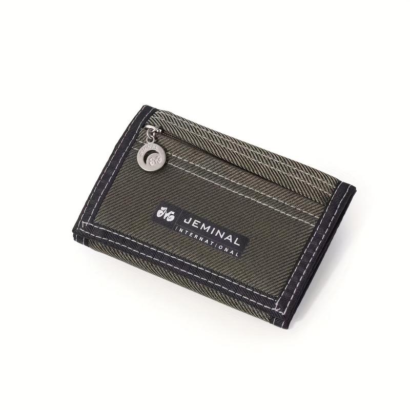 Men's Canvas Short Wallet Money Clip Card Holder Trifold Wallet
