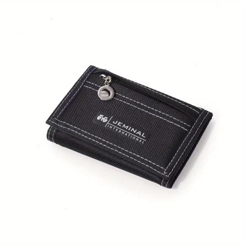 Men's Canvas Short Wallet Money Clip Card Holder Trifold Wallet