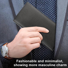 Men's Business Long Wallet Card Bag Leather Money Clip