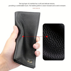 Men's Business Long Wallet Card Bag Leather Money Clip