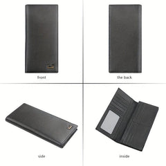 Men's Business Long Wallet Card Bag Leather Money Clip