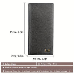 Men's Business Long Wallet Card Bag Leather Money Clip