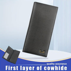 Men's Business Long Wallet Card Bag Leather Money Clip