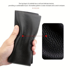 Men's Business Long Wallet Litchi Pattern Card Bag Large Capacity Wallet