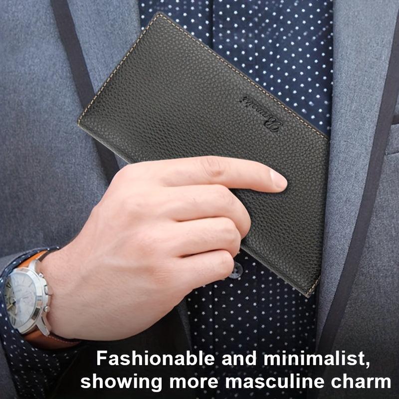 Men's Business Long Wallet Litchi Pattern Card Bag Large Capacity Wallet