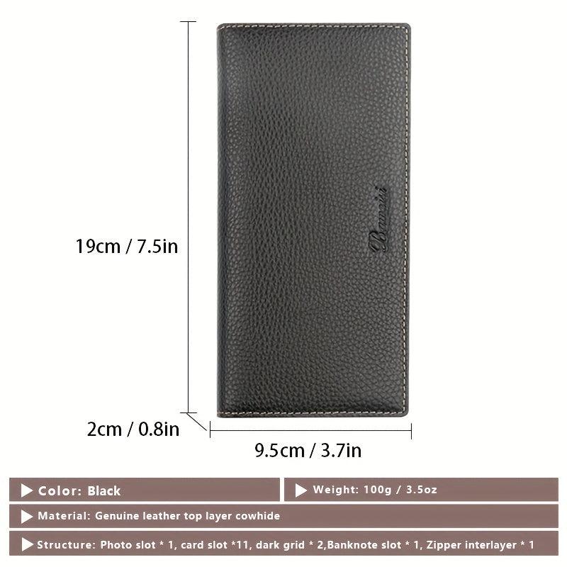 Men's Business Long Wallet Litchi Pattern Card Bag Large Capacity Wallet