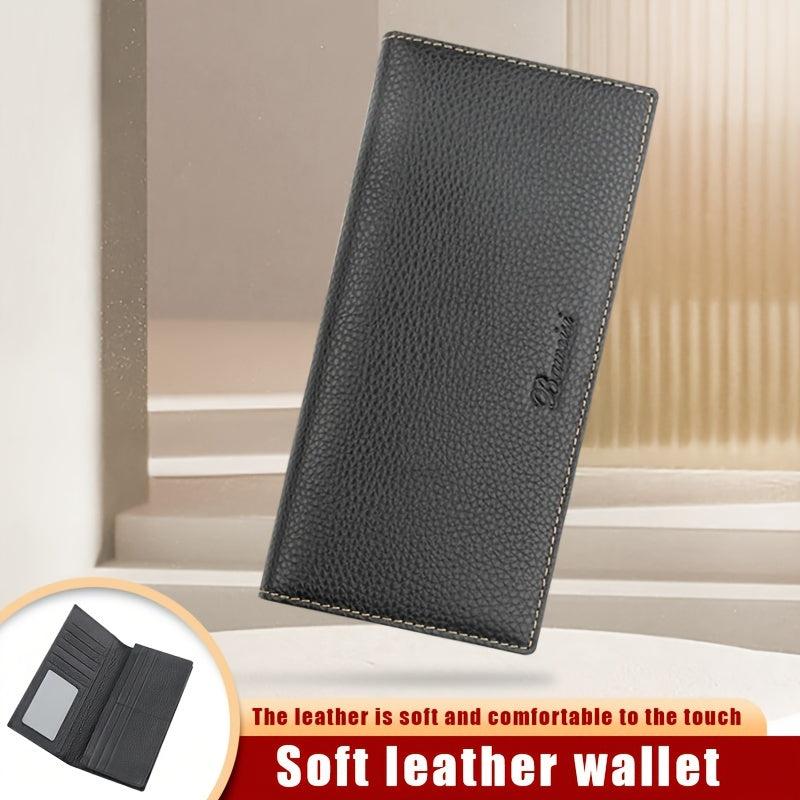 Men's Business Long Wallet Litchi Pattern Card Bag Large Capacity Wallet