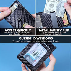 Men's Wallet Money Clip Slim Leather Card Holder RFID Bifold Front Pocket