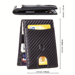 Men's Wallet Money Clip Slim Leather Card Holder RFID Bifold Front Pocket