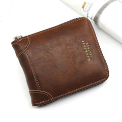 Men's Leather Zipper Card Holder Wallet Large Capacity Vintage Coin Purse